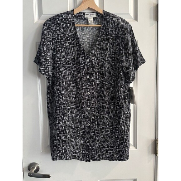 Rena Rowan Tops - Black & White Polka Dot Vintage‎ Tunic NWT Size 10 Medium Y2K 80s 90s Retro
